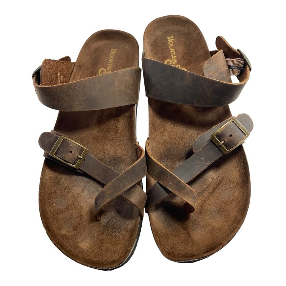 Mountain Sole Women's Easy Slip-On Two Loop Design Leather Size 10 Sandals